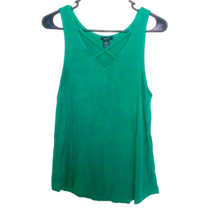RUE 21 Bright Green Cross Detail Tank Top